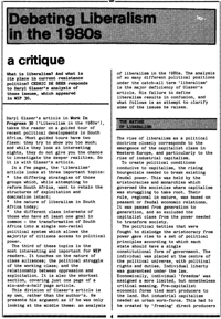 Debating liberalism in the 1980s
