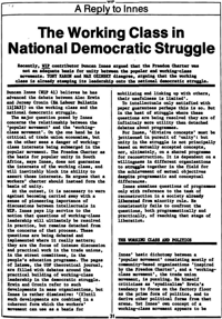 The working class in national democratic struggle