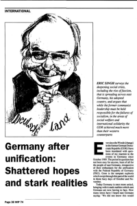 Germany after unification: Shattered hopes and stark realities