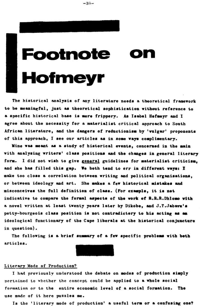 Footnote on Hofmeyr