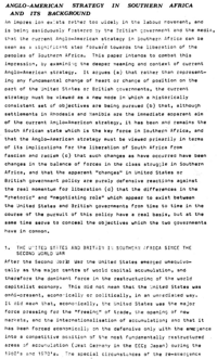 Ango-American strategy in southern Africa and its background