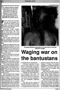 Waging war on the bantustans
