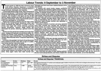 Labour trends: 9 September to 3 November