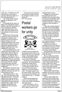 Postal workers go for unity