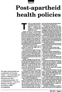 Post-apartheid health policies