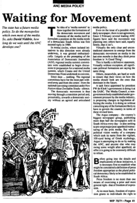 ANC media policy: waiting for movement