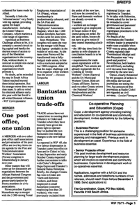 Bantustan union trade-offs