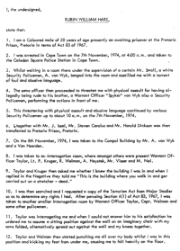 Rubin Hare, affidavit re treatment by police following arrest on November 7, 1974, in Cape Town, International Universities Exchange Fund, The New Terrorists, 1976