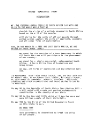 United Democratic Front declaration