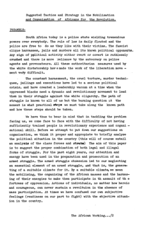 Suggested tactics and strategy in the mobilisation and organisation of Africans for the Revolution
