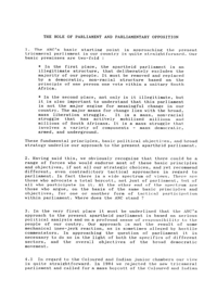 The role of Parliament and Parliamentary Opposition
