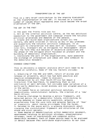 
Transformation of the United Democratic Front 
