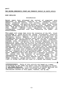 
The United Democratic Front and township revolt in South Africa  
