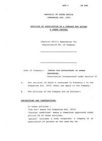 
Articles of association of a company not having a share capital

