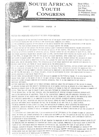 
Position for a negotiated resolution of the South African question
