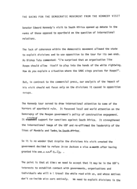 
The Gains of the Democratic Movement from the Kennedy visit
