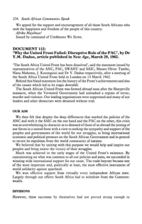 Why the United Front failed: Disruptive role of the PAC by Dr Yusuf Dadoo