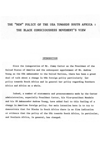 The new policy of the USA towards South Afri