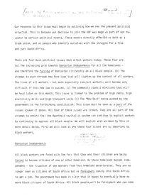 
The role of the Trade Unions in the National Liberation Struggle  
