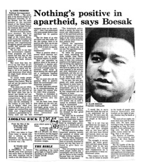 Nothing's positive in apartheid, says Boe