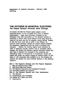 The October 26 Municipal elections: the people demand universal adult suffrage
