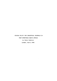 Mining policy for industrial minerals in post-apartheid South Africa
