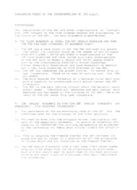 
Discussion Paper on the transformation of the United Democratic Front  
