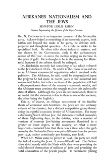 Afrikaner nationalism and the Jews