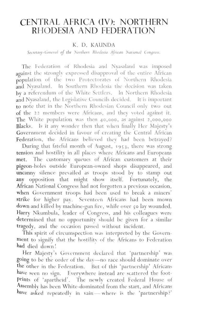 
Central Africa (IV): Northern Rhodesia and Federation
