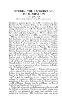 Nigeria: the background to federation
