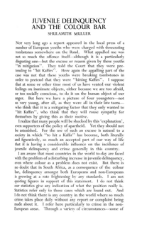 Juvenile delinquency and the colour bar