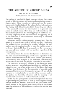 The suicide of group areas