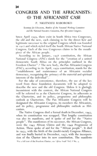 
Congress and the Africanists: (1) the Africanist case
