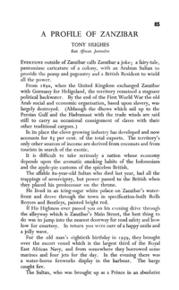 A profile of Zanzibar