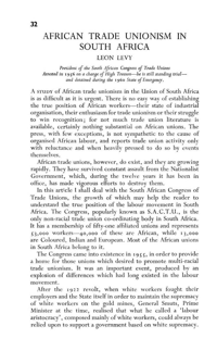 African trade unionism in South Africa