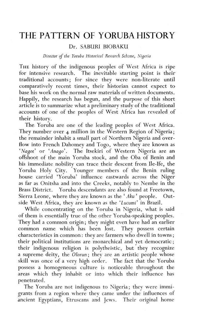 The pattern of Yoruba history