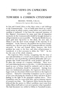 
Two views on Capricorn I: towards a common citizenship

