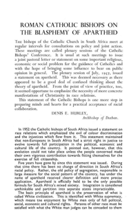 
Roman Catholic Bishops on the blasphemy of apartheid
