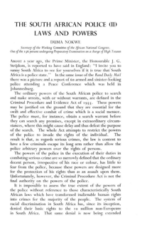 The South African Police II: laws and powers