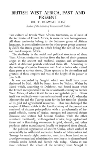 British West Africa, past and present