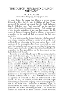 The Dutch Reformed Church militant
