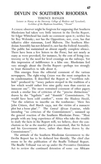 Devlin in Southern Rhodesia
