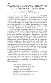
Towards an African literature XI: the harp of the nation
