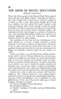 The Abyss of  Bantu education