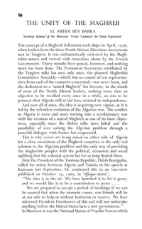 The Unity of the Maghreb