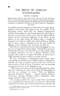 The Birth of African nationalism