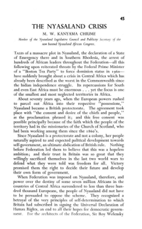 The Nyasaland crisis