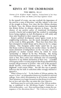 Kenya at the crossroads