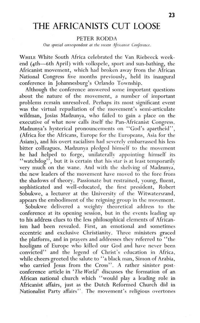 The Africanists cut loose