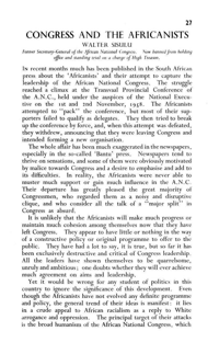 Congress and  the Africanists
